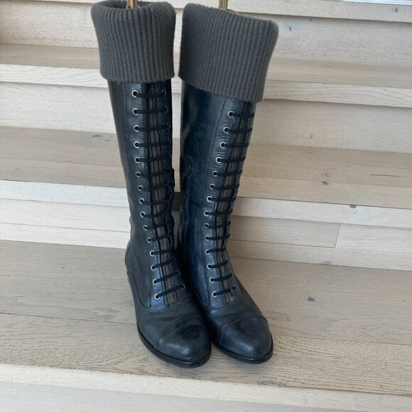 Cole Haan Nike Air Sole Whitley Knit Cuff Knee High Slip On Boots Size 8 - Picture 2 of 16